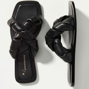 3/$15 Anthropologie black twist puffed slide sandal size 7